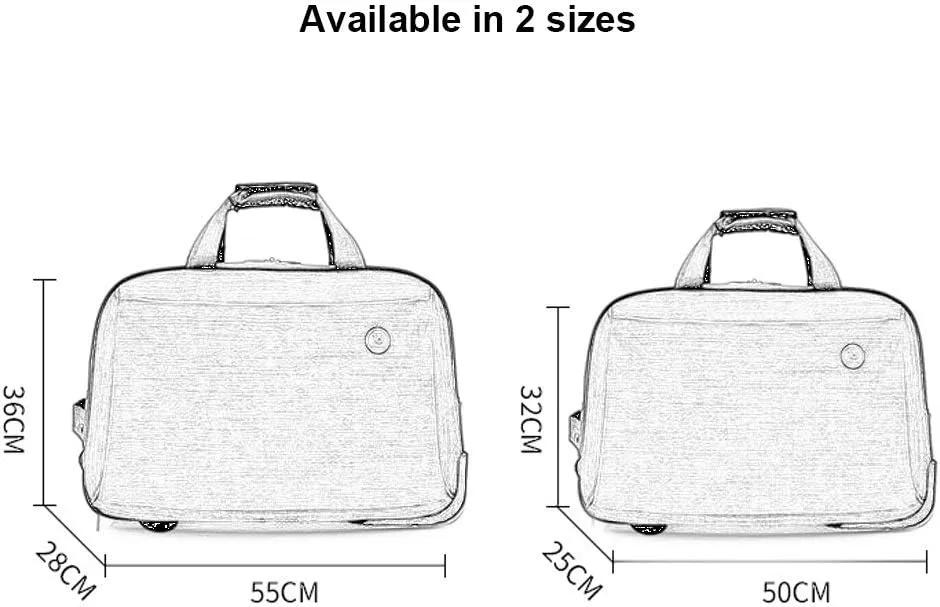 Waterproof Rolling Duffel Bag Wheeled Business Carry on Luggage, Soft Rolling Tote Travel Bag Suitcases on Wheels, Overnight Weekender Bags for Man (Color : Purple, Size : Small)