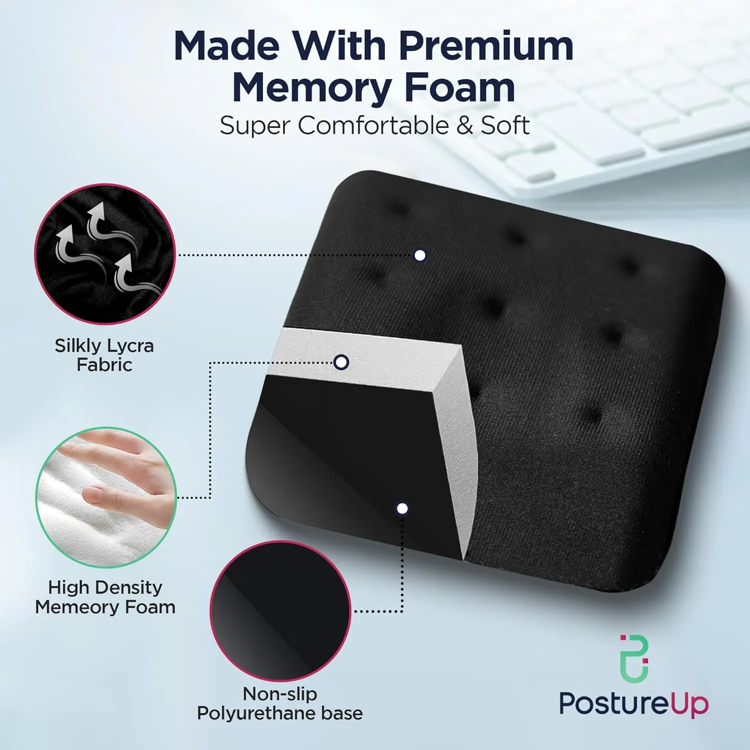 WavePads by PostureUp – Original Two Pack Adjustable Wrist Rests for Laptop and Keyboard Ergonomic Memory Foam Laptop Wrist Pads for Wrist Pain & Carpal Tunnel Relief, Memory Foam Wrist Support Pad