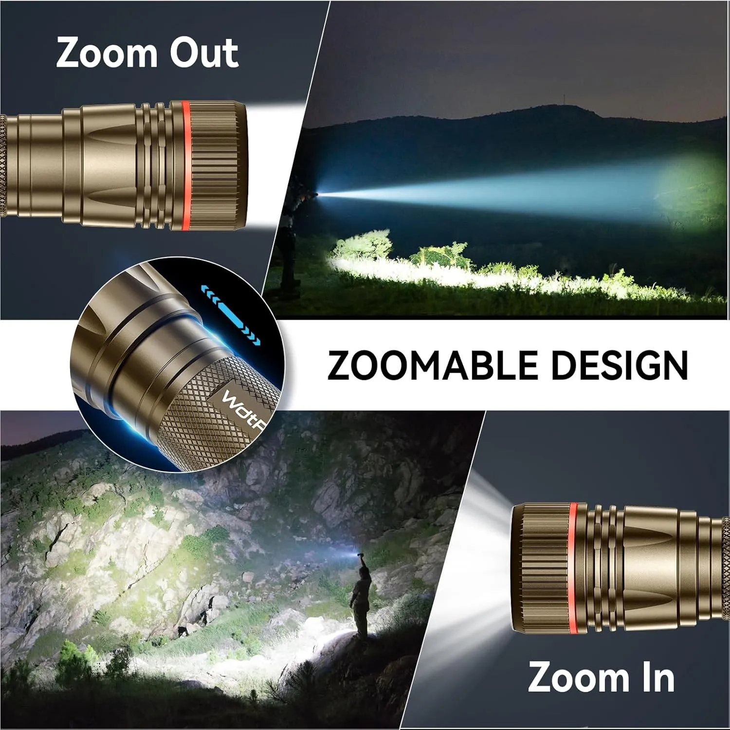 WdtPro Rechargeable Flashlights High Lumens, 2 Pack 10H Long Lasting Super Bright EDC Flashlight, LED Mini Tactical Flash Lights for Camping Emergency, Drop & Water Resistant Brown(Battery Included)