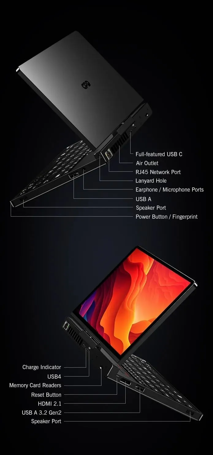 WEELIAO GPD Pocket 4 Mini Gaming Laptop, 8.8-inch Display 2560x1600 Rotating Screen, AMD Ryzen AI 9 HX 370 (64GB RAM 2TB SSD)