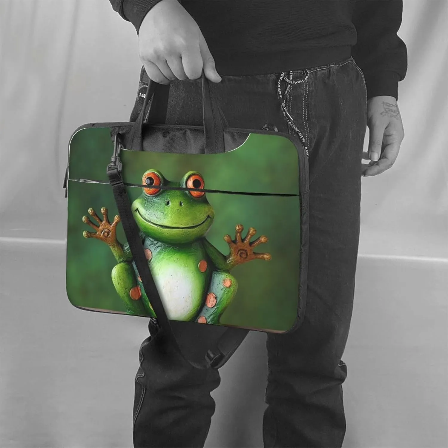 Welcome Frog Laptop Tote Bag for Men Women Laptop Sleeve Shoulder Briefcase Messenger Computer Bag