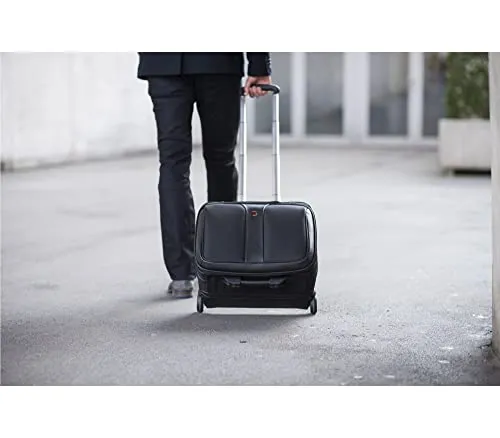 Wenger 600662 PATRIOT 17 Inch 2-Piece Business Wheeled Laptop Briefcase, Padded Laptop Compartment with Matching 15.4 Inch Laptop Case in Black {25 Litre}
