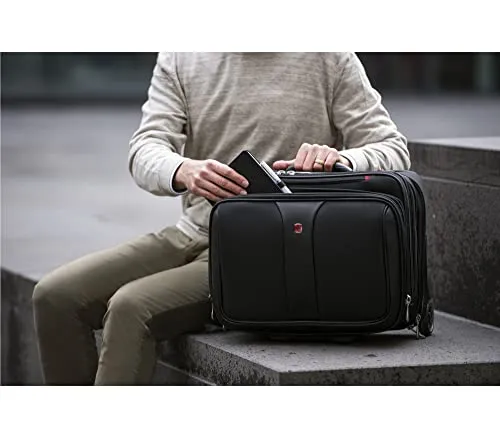 Wenger 600662 PATRIOT 17 Inch 2-Piece Business Wheeled Laptop Briefcase, Padded Laptop Compartment with Matching 15.4 Inch Laptop Case in Black {25 Litre}