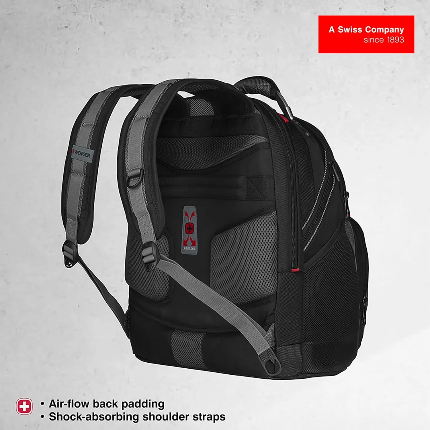 Wenger Synergy Laptop Backpack, Fits 16 Inch Laptop, Men's and Women's Laptop Bag, Black/Grey