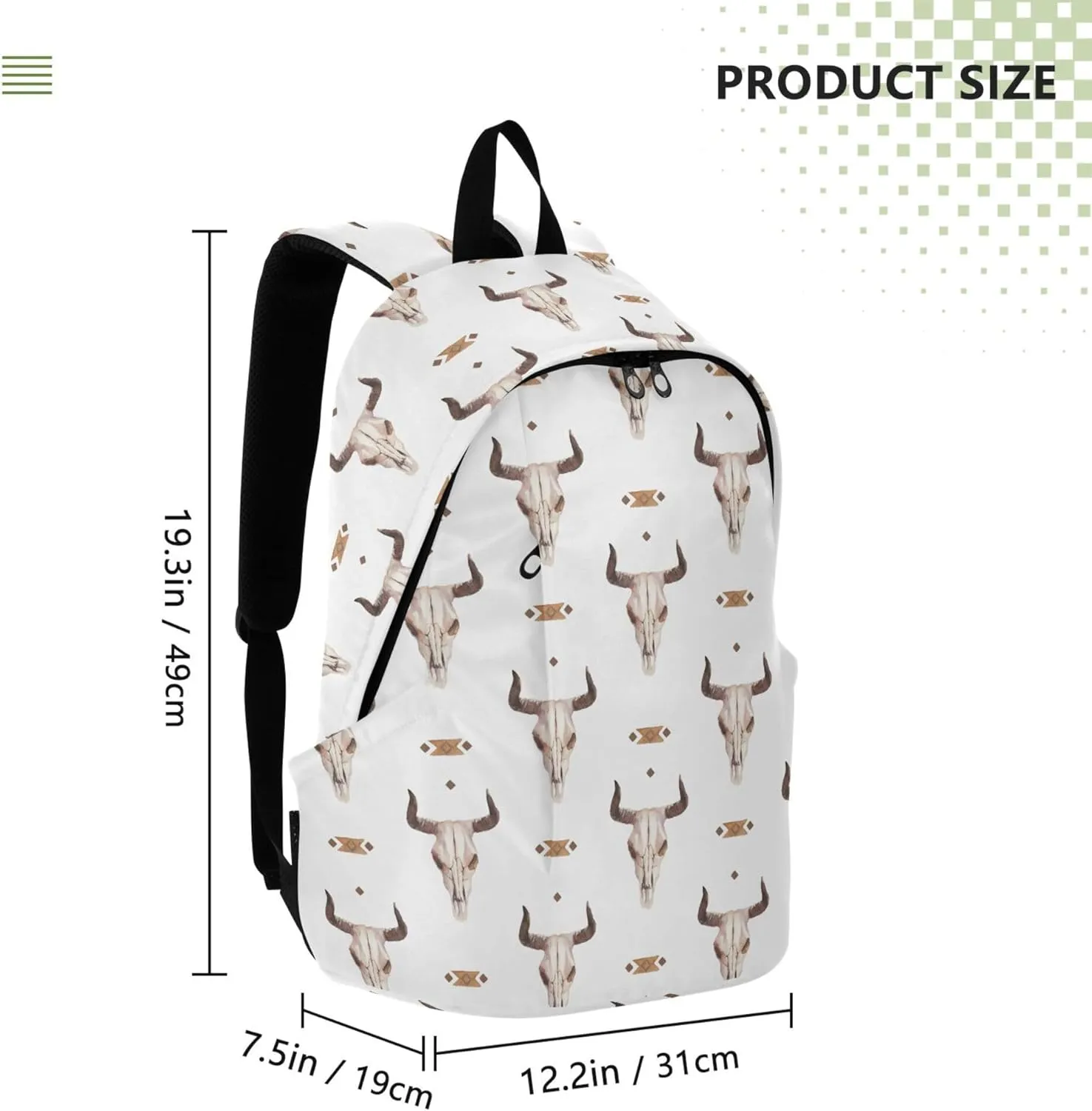 Western Bull Skull Laptop Backpack Travel Hiking Camping Work Computer Back Packs Book Bags for Women Men