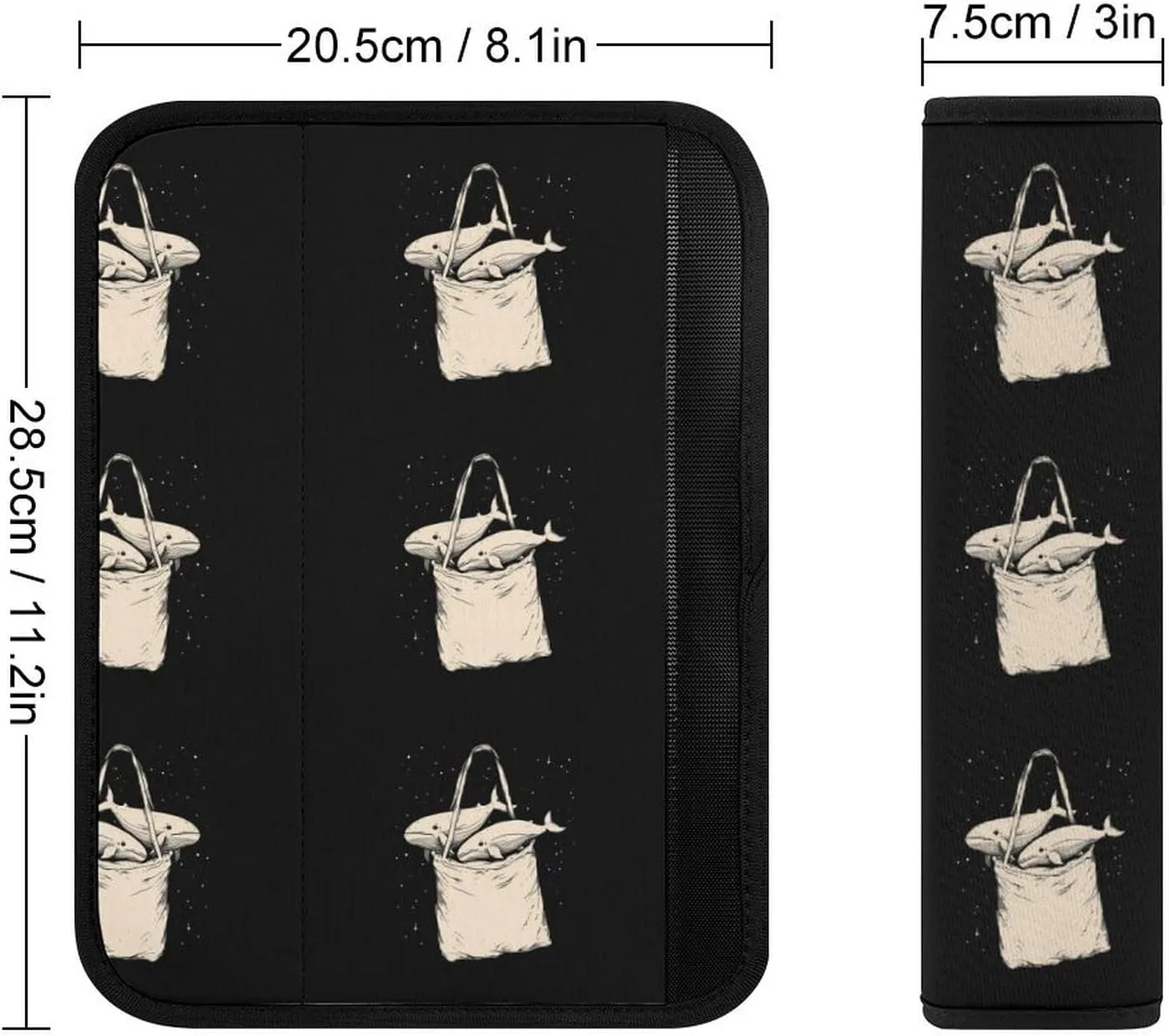 Whale in The Bag Fashion Car Seat Belt Cover Pad for Shoulder Bag Camera Soft Comfort Accessories 1PCS
