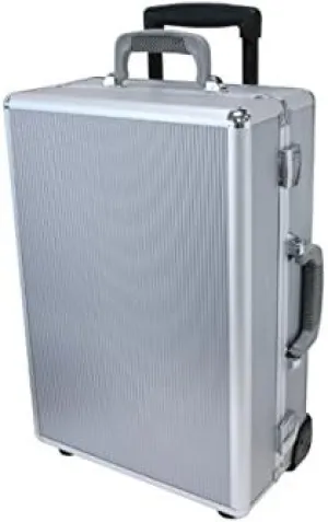 Wheeled Laptop Organizer Case, Silver Stripe