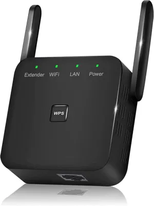 WiFi Extender/Repeater，Covers Up to 9860 Sq.ft and 60 Devices, Internet Booster - with Ethernet Port, Quick Setup, Home Wireless Signal Booster