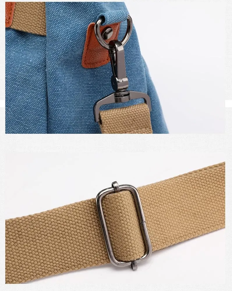 Women Canvas Tote Handbags Casual Shoulder Work Bag Crossbody Top Handle Bag Cross-body Vintage Multi-pocket Purses