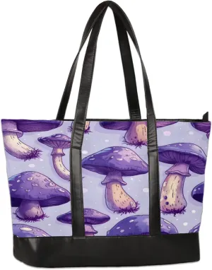 Women Tote Bag with Zipper, Shopper Handbag Travel Purse, PU Leather Laptop Tote Bags, Weekender Tote Bags