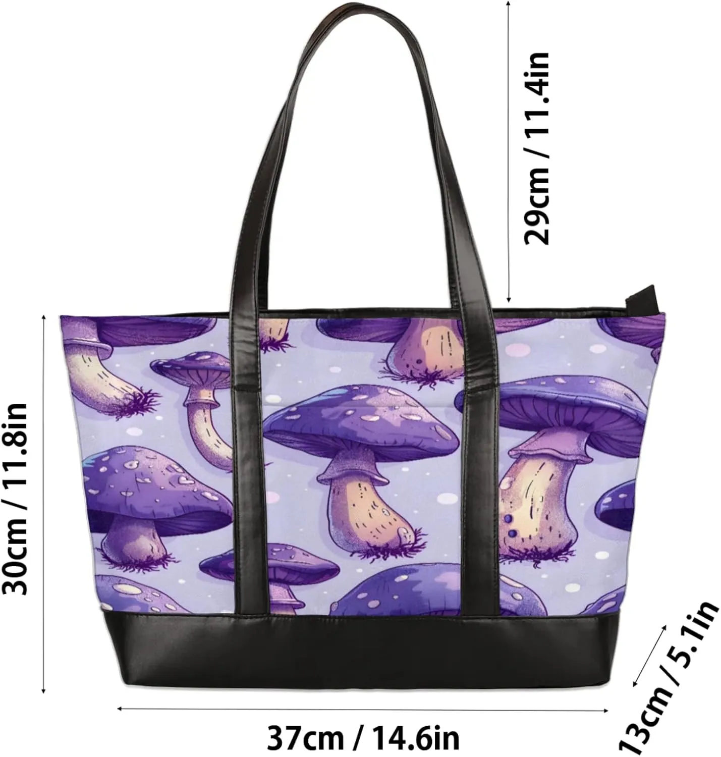 Women Tote Bag with Zipper, Shopper Handbag Travel Purse, PU Leather Laptop Tote Bags, Weekender Tote Bags