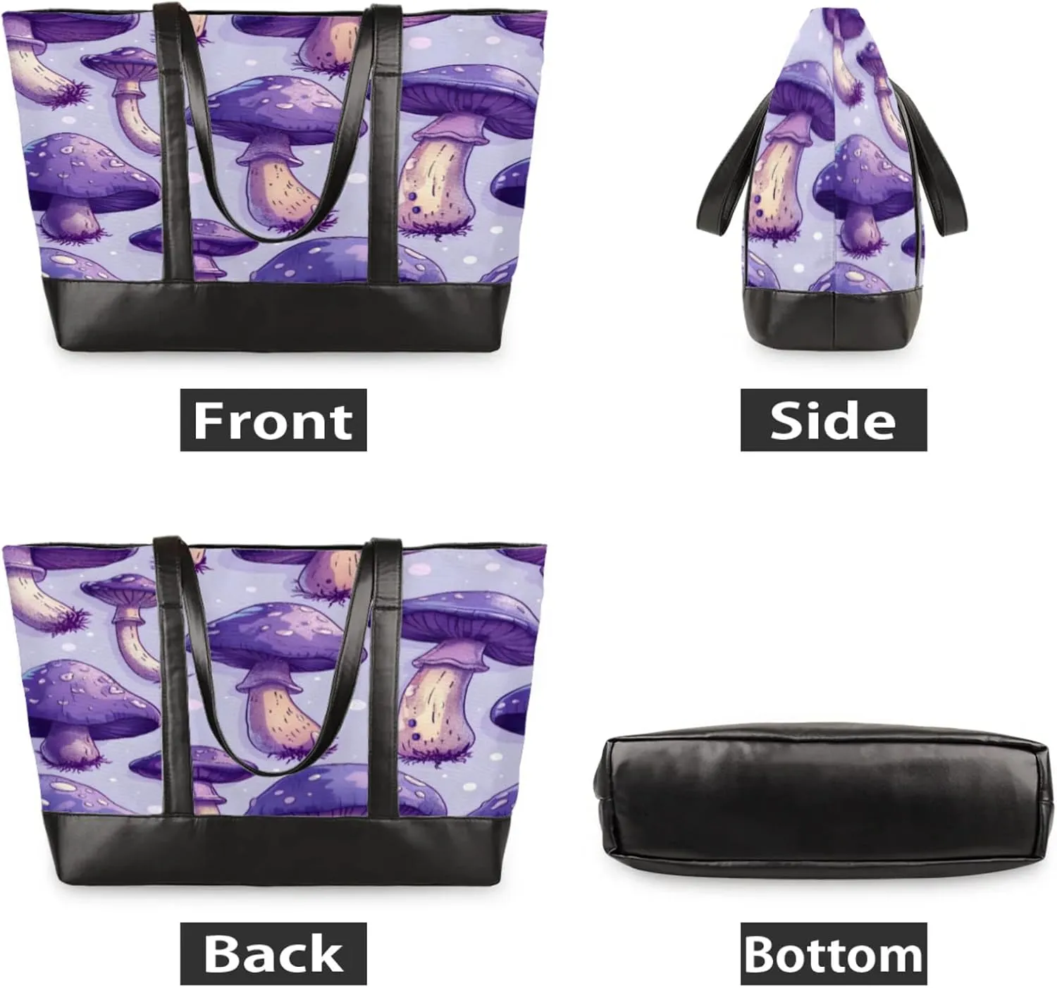 Women Tote Bag with Zipper, Shopper Handbag Travel Purse, PU Leather Laptop Tote Bags, Weekender Tote Bags