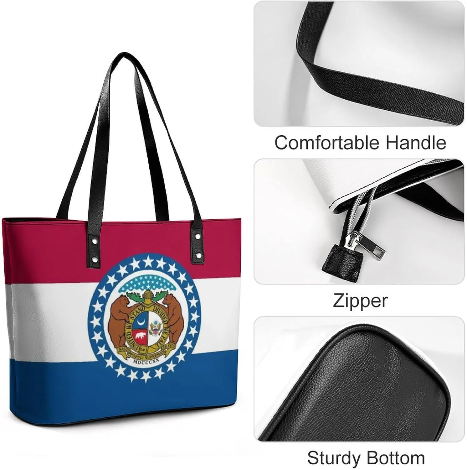 Women's Leather Tote Bag Fashion Handbag for Work Travel Shopping Daily Use Large Capacity Shoulder Purse