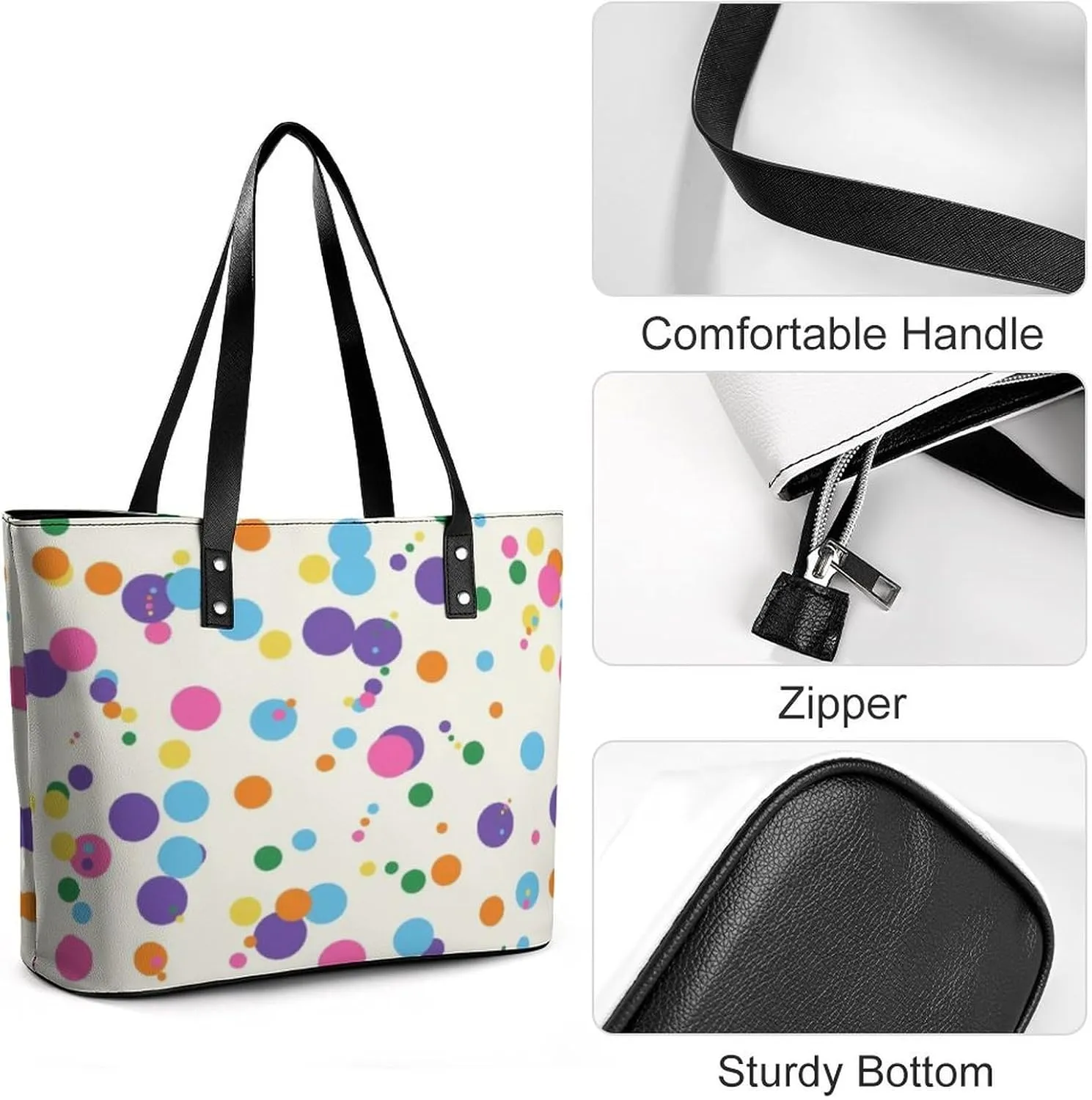 Women's Leather Tote Bag Fashion Handbag for Work Travel Shopping Daily Use Large Capacity Shoulder Purse