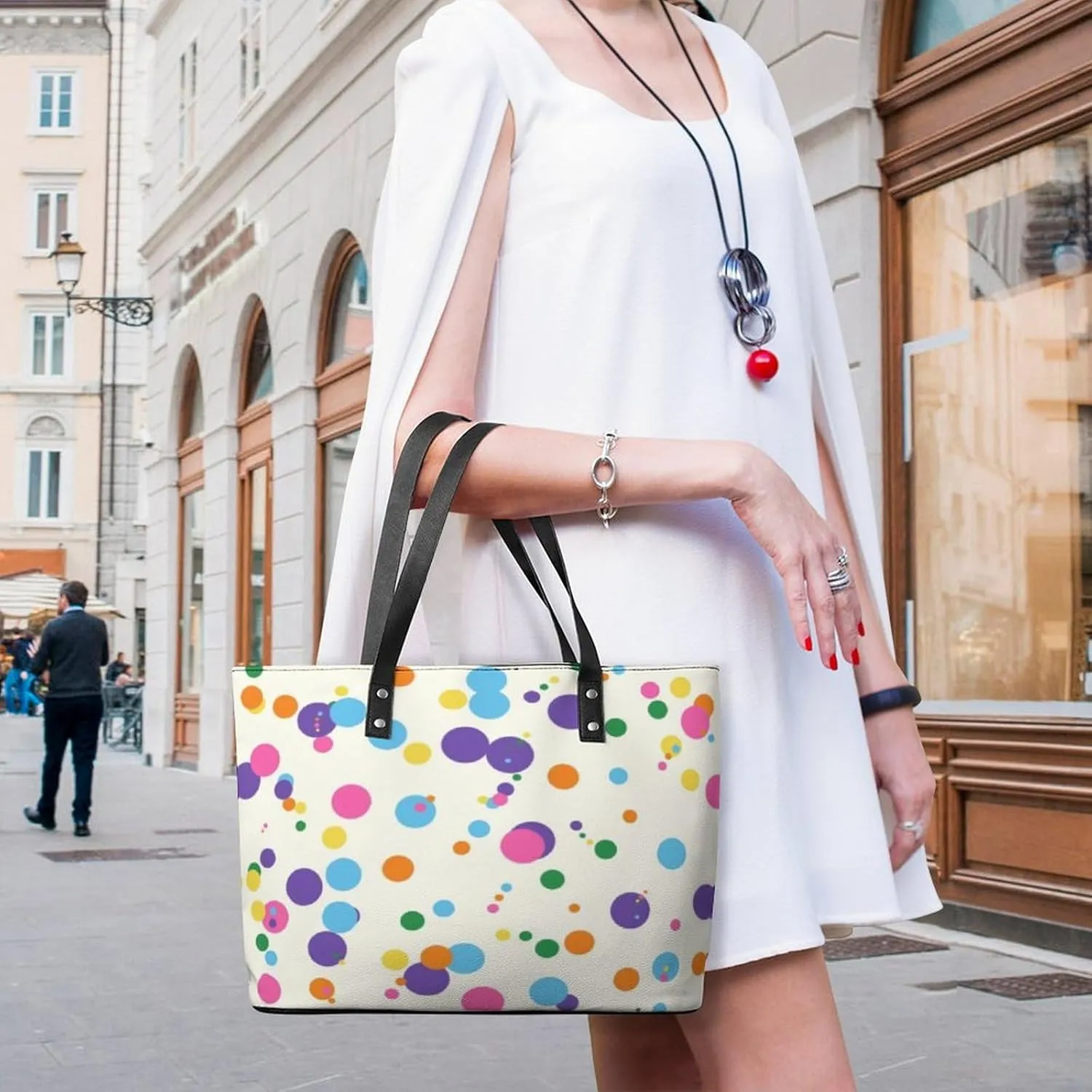 Women's Leather Tote Bag Fashion Handbag for Work Travel Shopping Daily Use Large Capacity Shoulder Purse