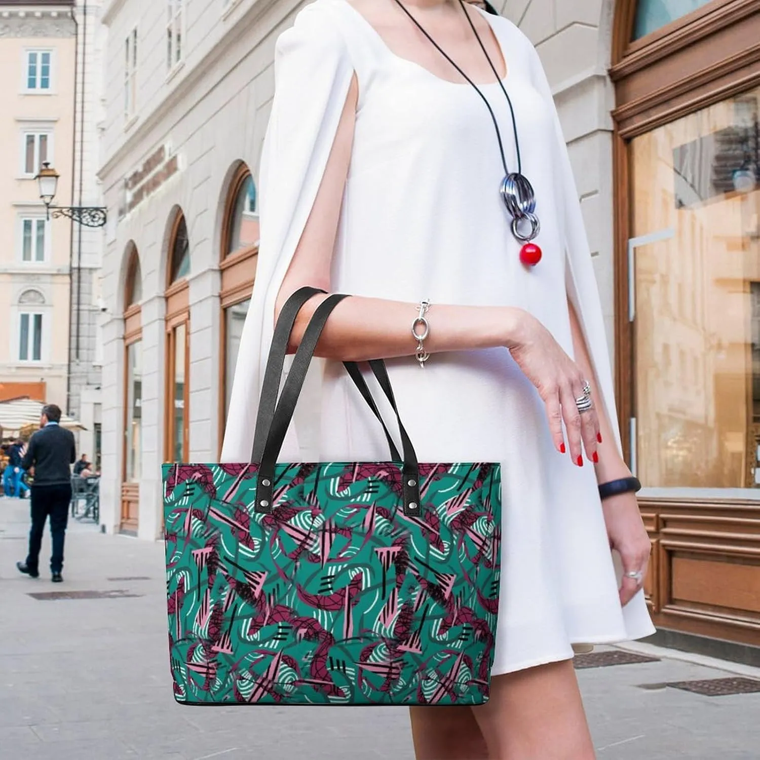 Women's Leather Tote Bag Fashion Handbag for Work Travel Shopping Daily Use Large Capacity Shoulder Purse