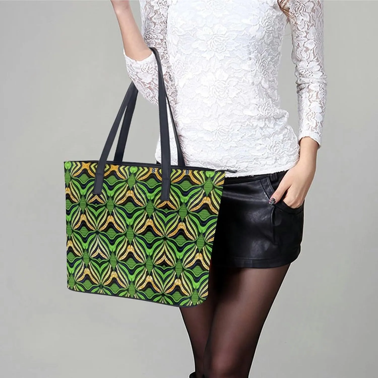 Women's Leather Tote Bag Fashion Handbag for Work Travel Shopping Daily Use Large Capacity Shoulder Purse