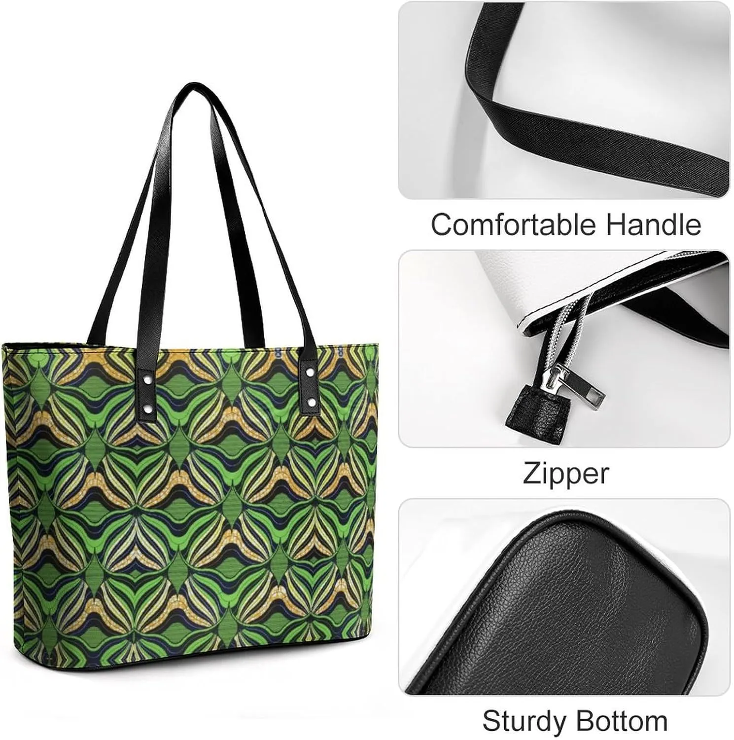 Women's Leather Tote Bag Fashion Handbag for Work Travel Shopping Daily Use Large Capacity Shoulder Purse