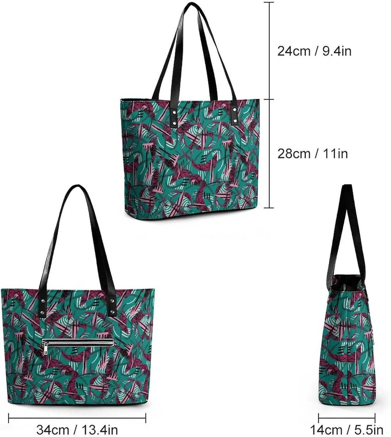 Women's Leather Tote Bag Fashion Handbag for Work Travel Shopping Daily Use Large Capacity Shoulder Purse