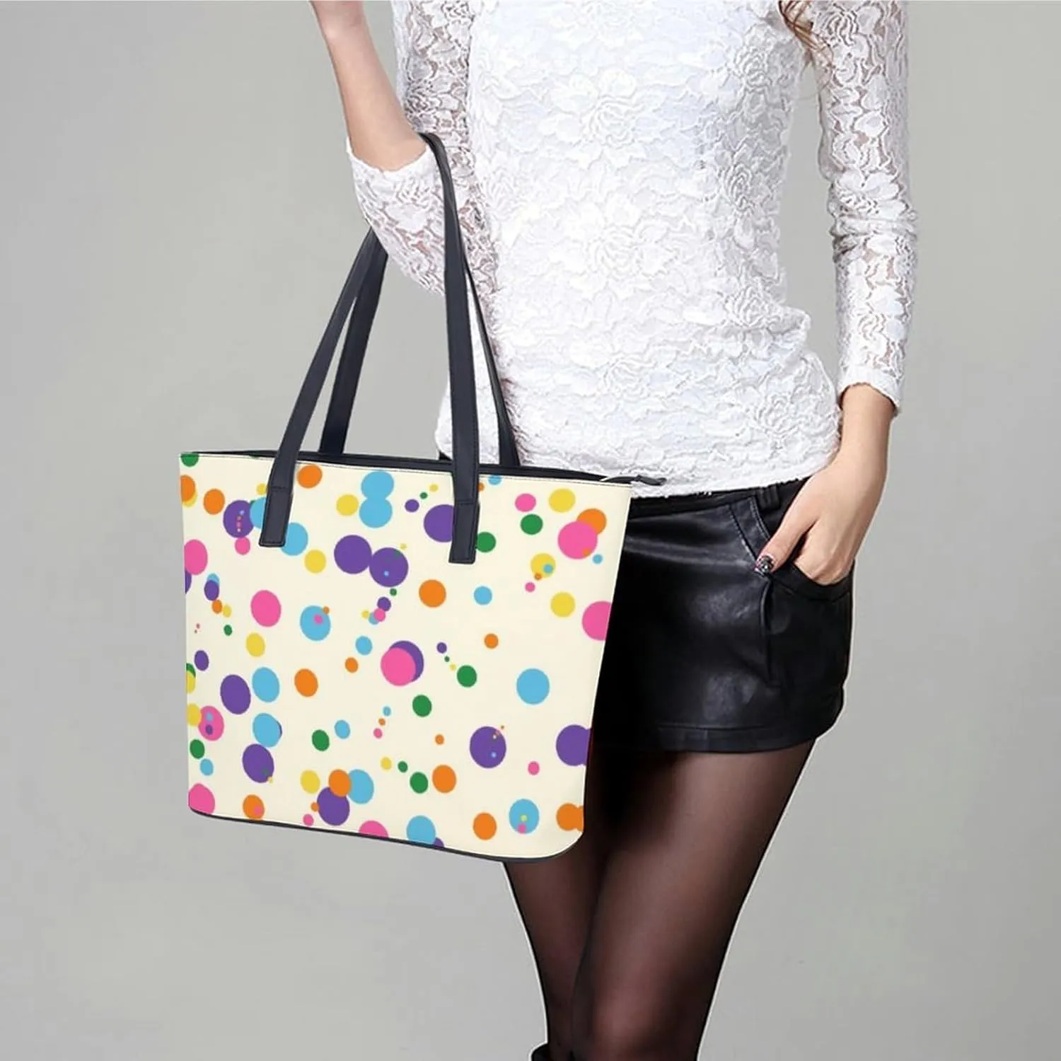 Women's Leather Tote Bag Fashion Handbag for Work Travel Shopping Daily Use Large Capacity Shoulder Purse