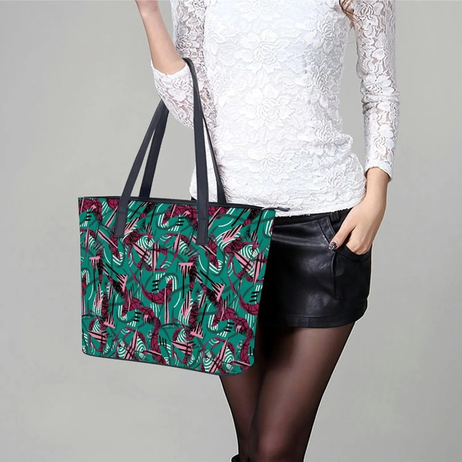 Women's Leather Tote Bag Fashion Handbag for Work Travel Shopping Daily Use Large Capacity Shoulder Purse