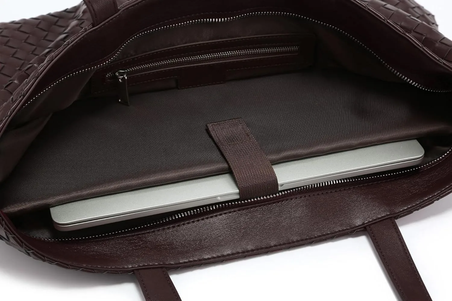 Woven Tote Bag for Women – Large Premium Vegan Leather Shoulder Bag with Laptop compartment, Perfect for Work and Travel