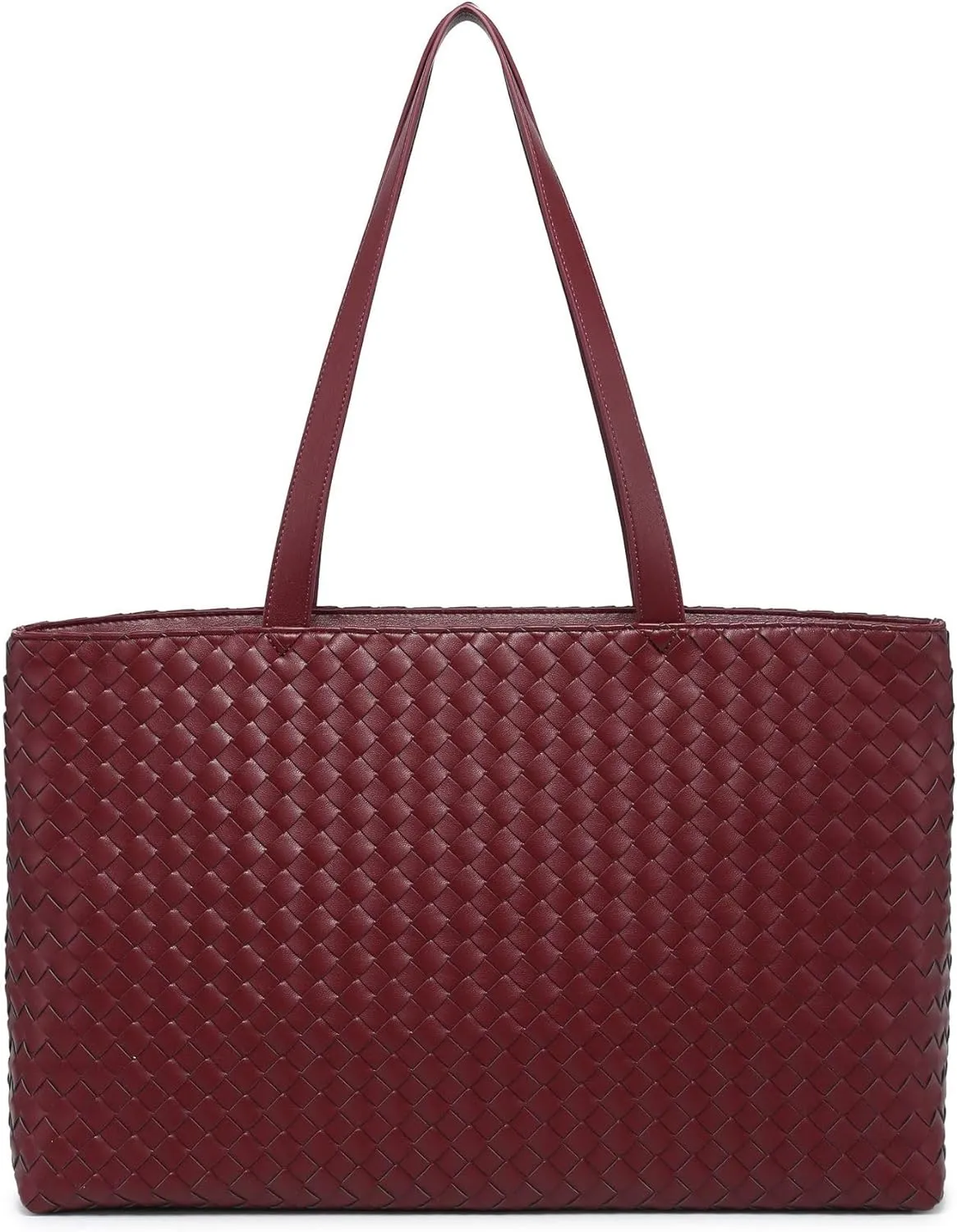 Woven Tote Bag for Women – Large Premium Vegan Leather Shoulder Bag with Laptop compartment, Perfect for Work and Travel
