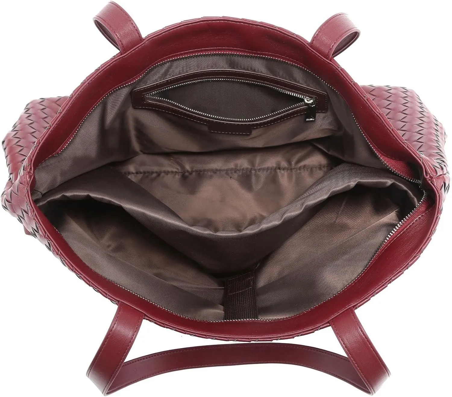 Woven Tote Bag for Women – Large Premium Vegan Leather Shoulder Bag with Laptop compartment, Perfect for Work and Travel