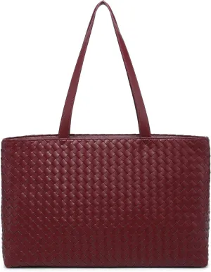 Woven Tote Bag for Women – Large Premium Vegan Leather Shoulder Bag with Laptop compartment, Perfect for Work and Travel
