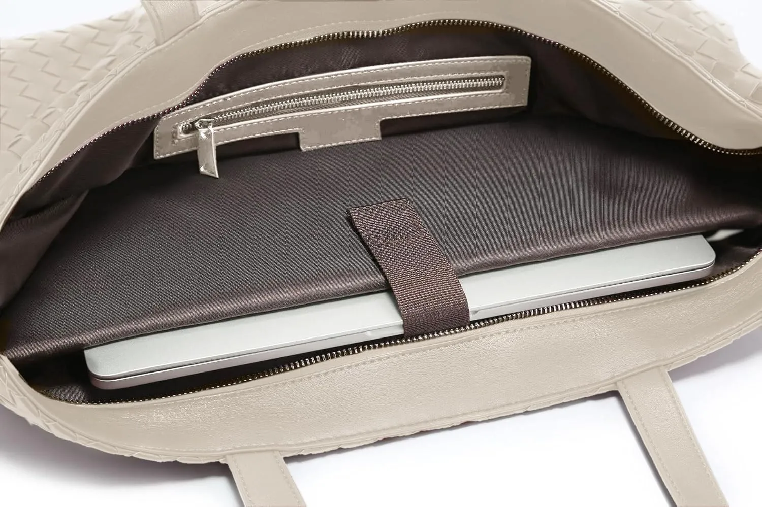 Woven Tote Bag for Women – Large Premium Vegan Leather Shoulder Bag with Laptop compartment, Perfect for Work and Travel
