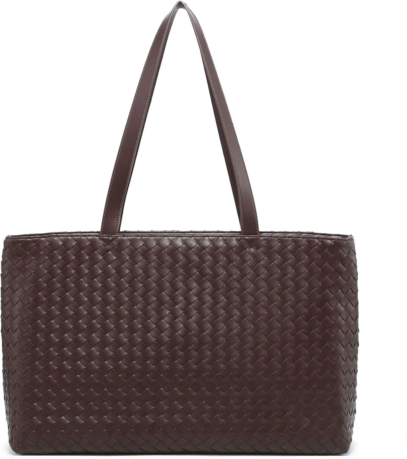 Woven Tote Bag for Women – Large Premium Vegan Leather Shoulder Bag with Laptop compartment, Perfect for Work and Travel