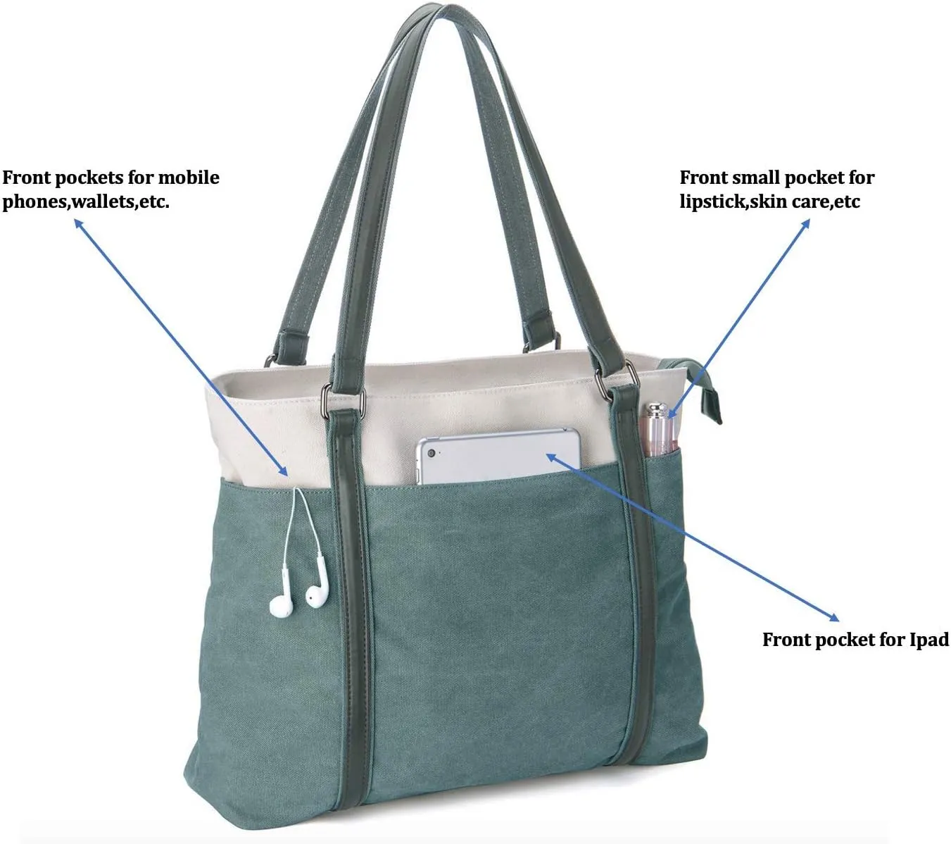 Wxnow Women Laptop Tote Bag Canvas Handbag Purse Shoulder Bag