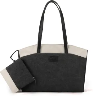 Wxnow Women Laptop Tote Bag Canvas Handbag Purse Shoulder Bag
