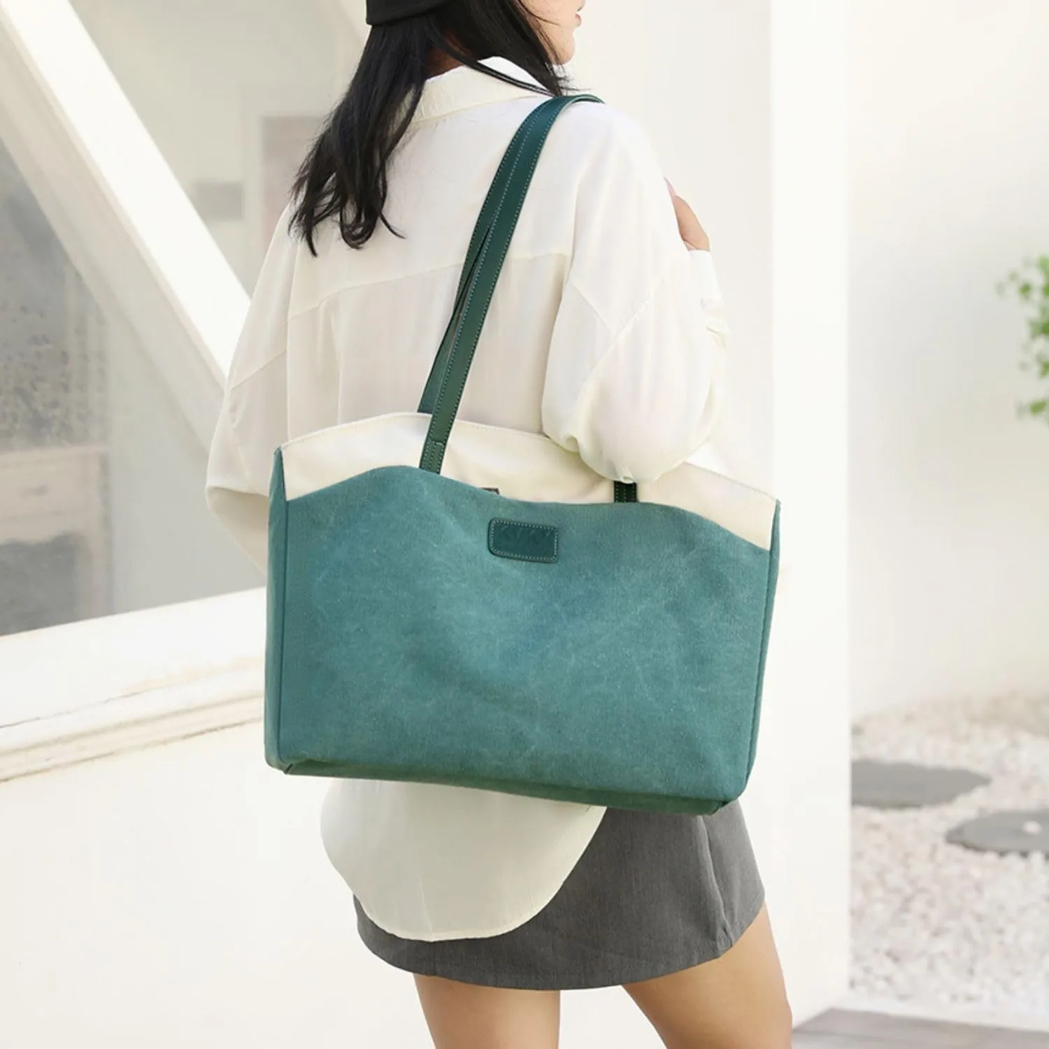 Wxnow Women Laptop Tote Bag Canvas Handbag Purse Shoulder Bag