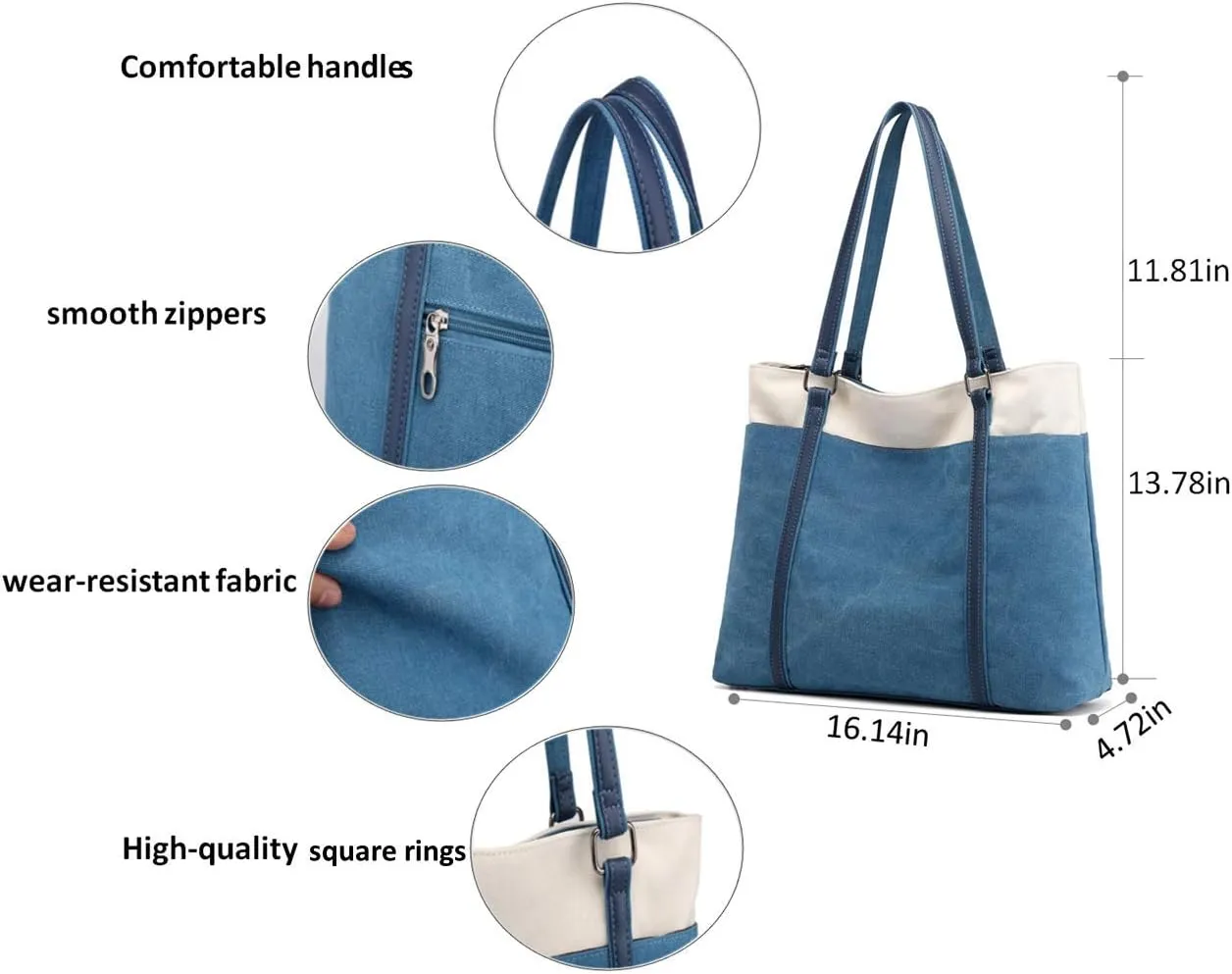 Wxnow Women Laptop Tote Bag Canvas Handbag Purse Shoulder Bag