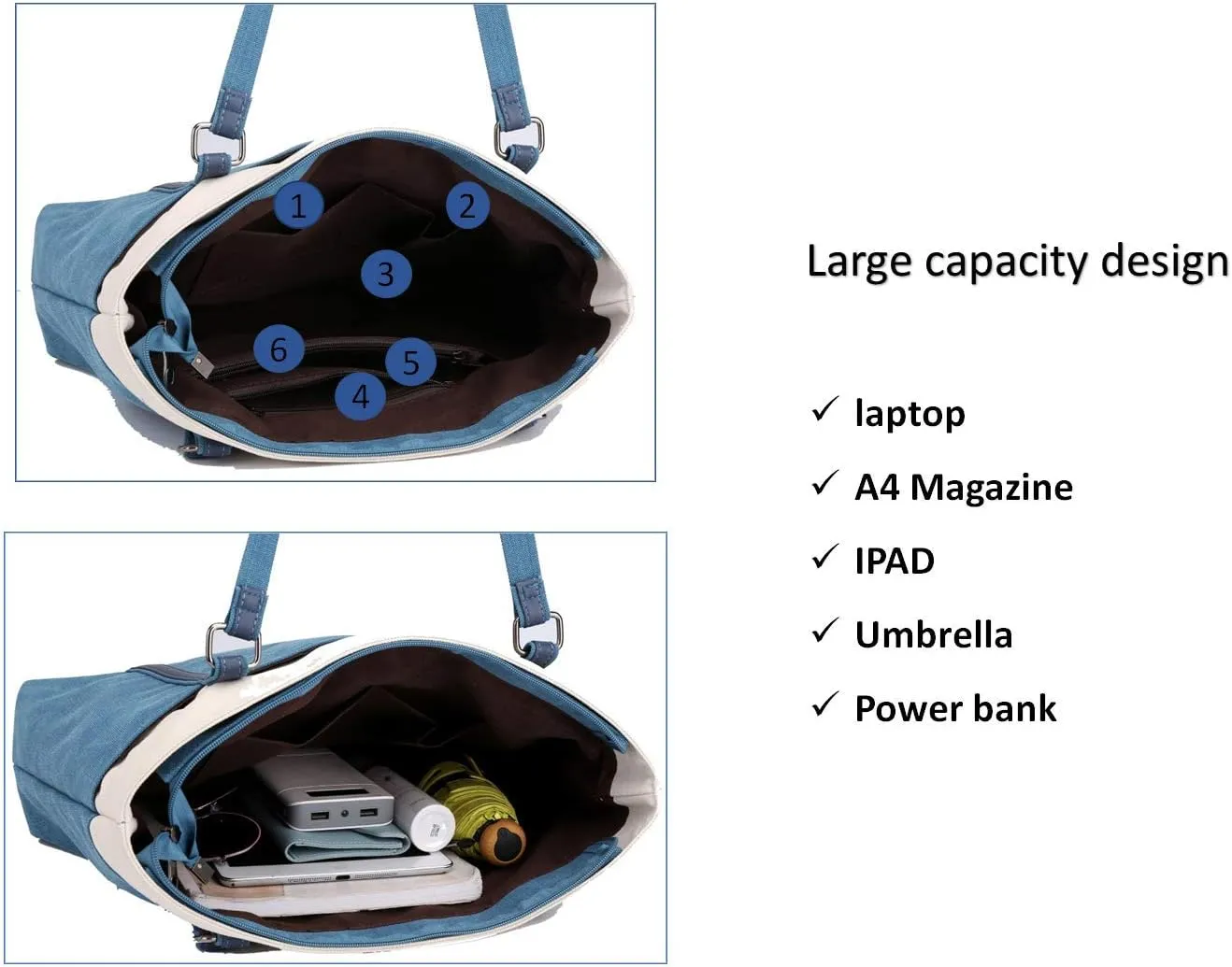 Wxnow Women Laptop Tote Bag Canvas Handbag Purse Shoulder Bag