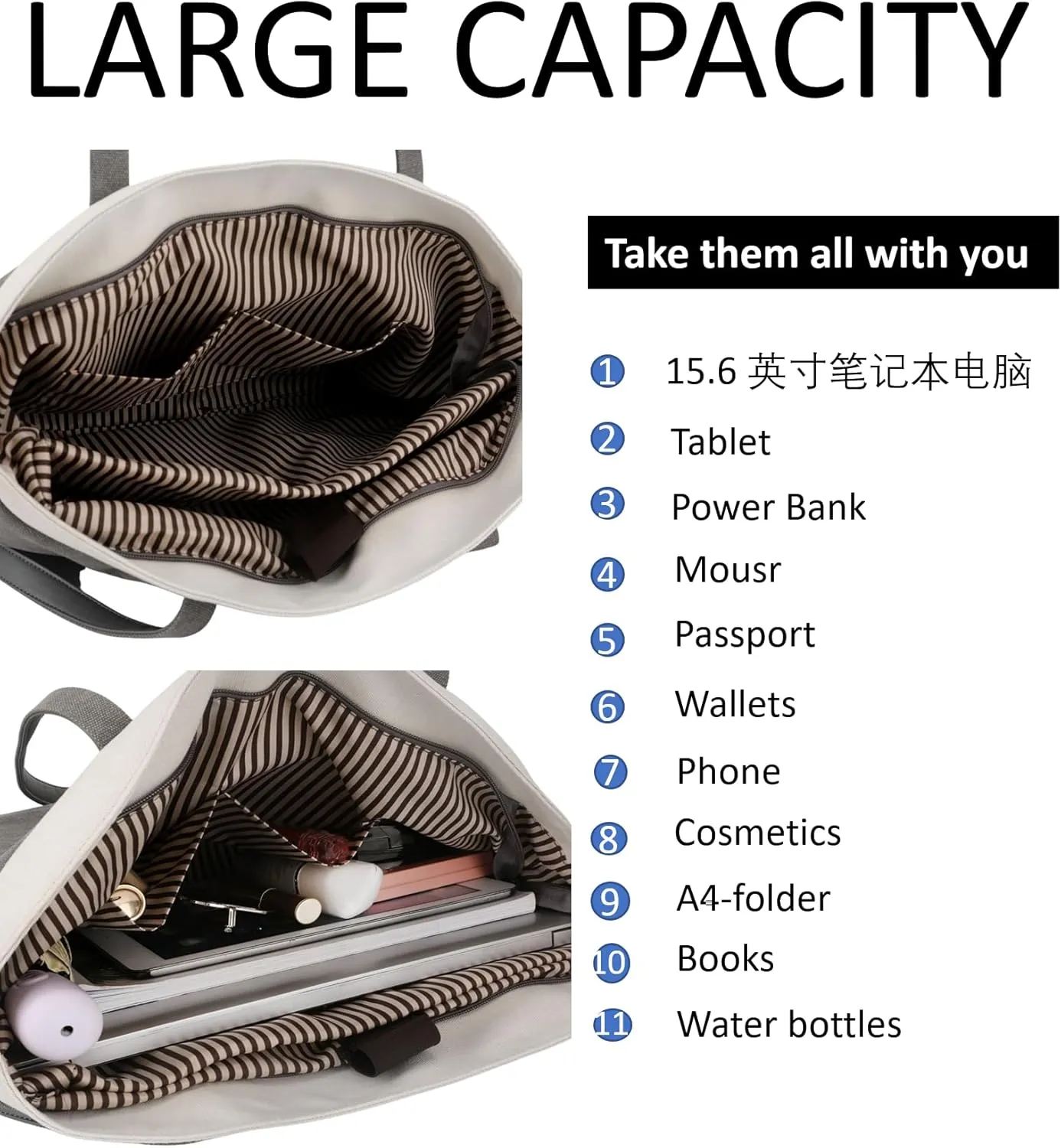Wxnow Women Laptop Tote Bag Canvas Handbag Purse Shoulder Bag