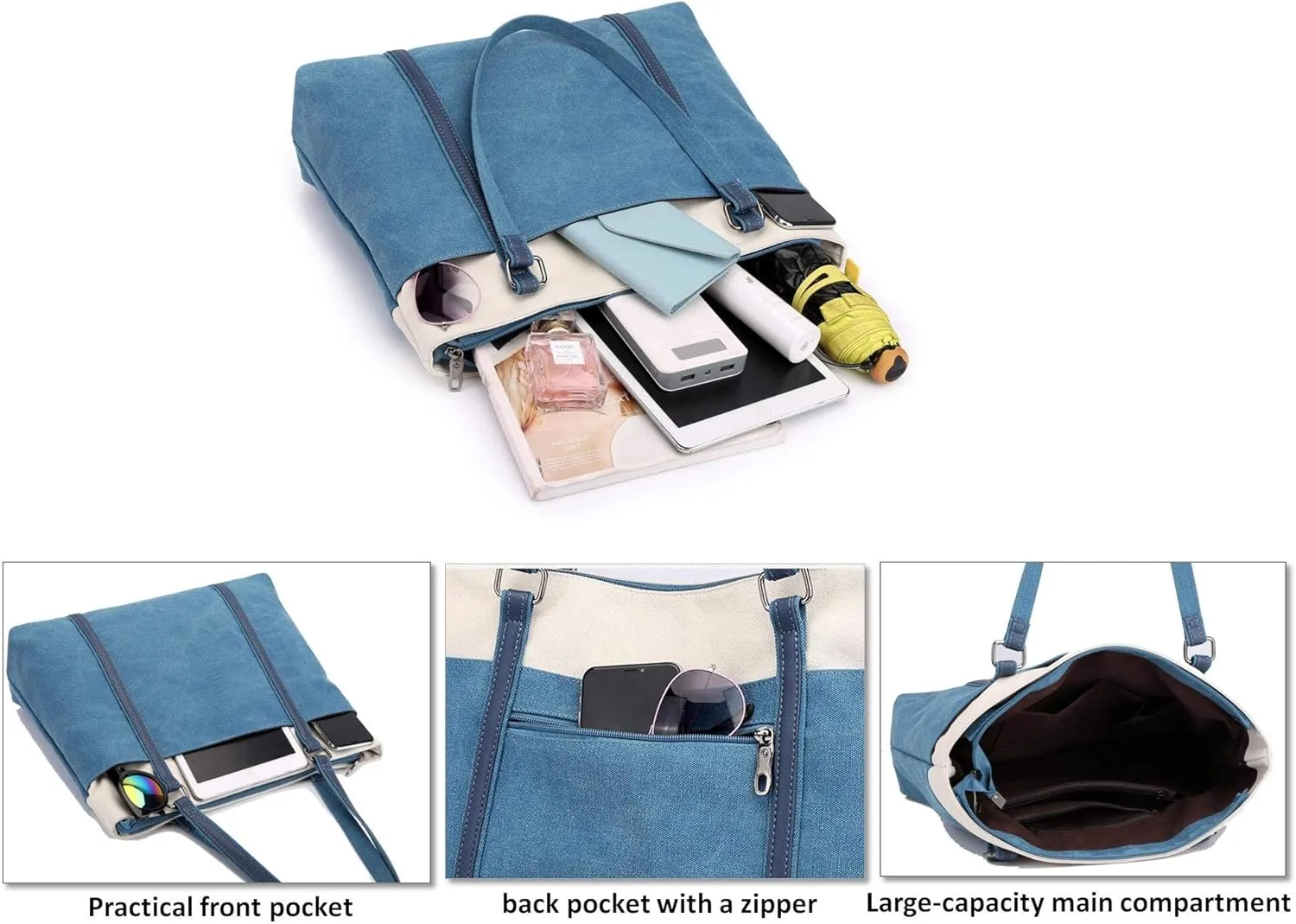 Wxnow Women Laptop Tote Bag Canvas Handbag Purse Shoulder Bag