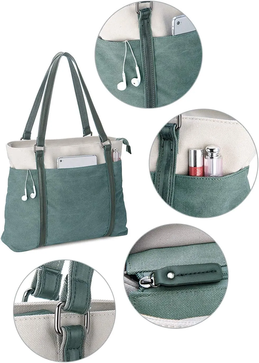 Wxnow Women Laptop Tote Bag Canvas Handbag Purse Shoulder Bag