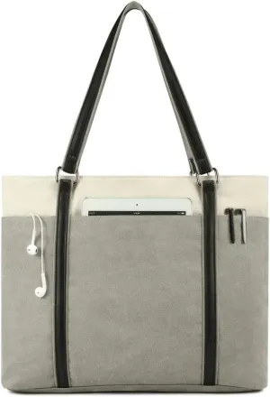 Wxnow Women Laptop Tote Bag Canvas Handbag Purse Shoulder Bag