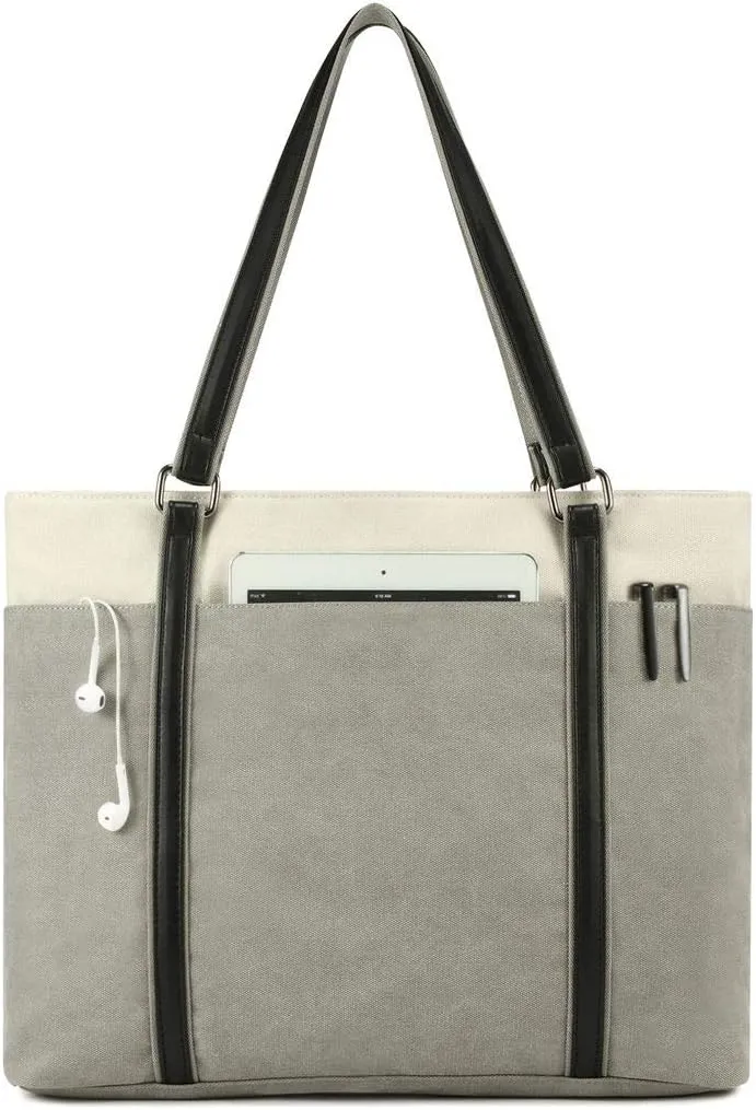 Wxnow Women Laptop Tote Bag Canvas Handbag Purse Shoulder Bag