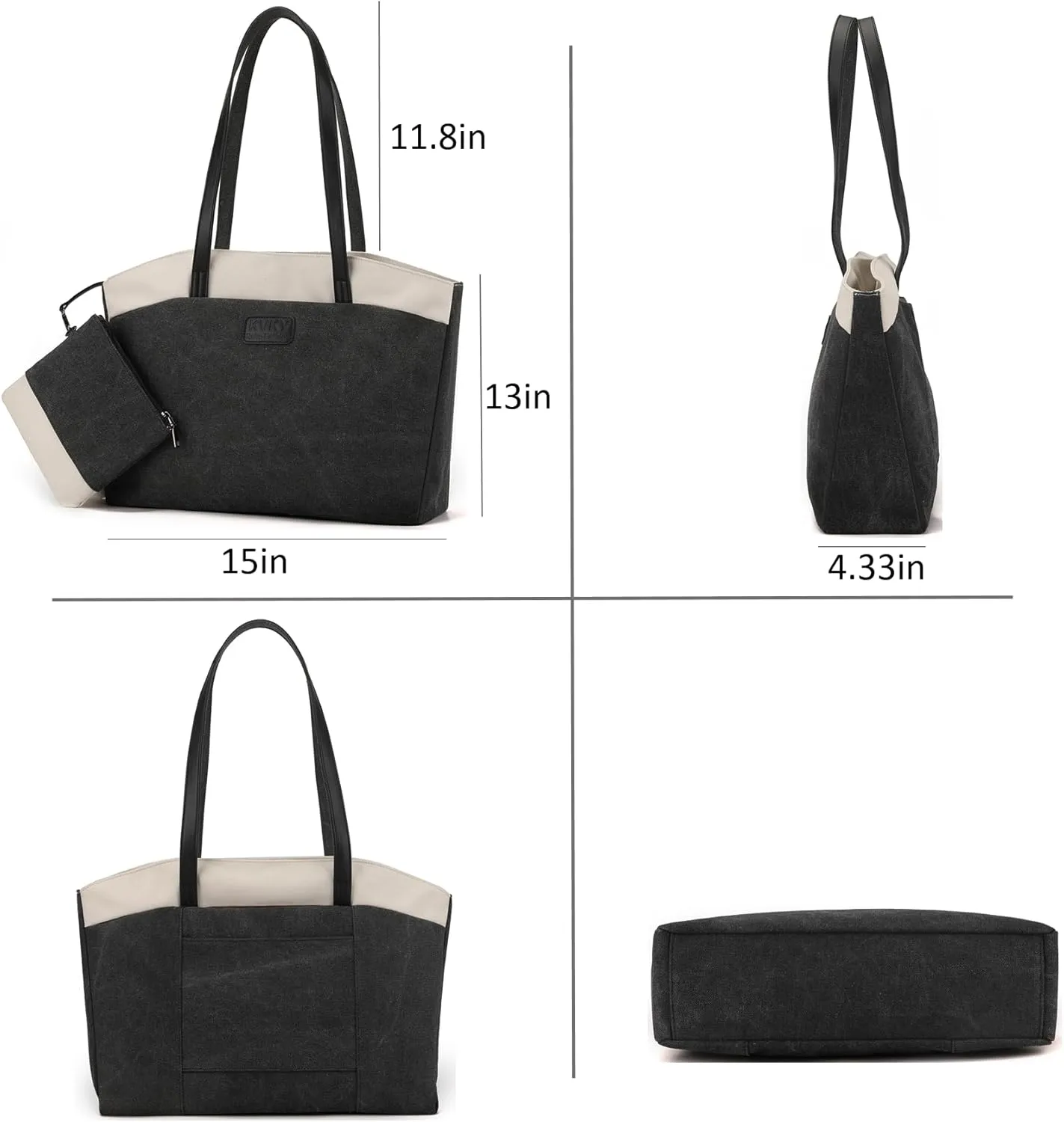 Wxnow Women Laptop Tote Bag Canvas Handbag Purse Shoulder Bag