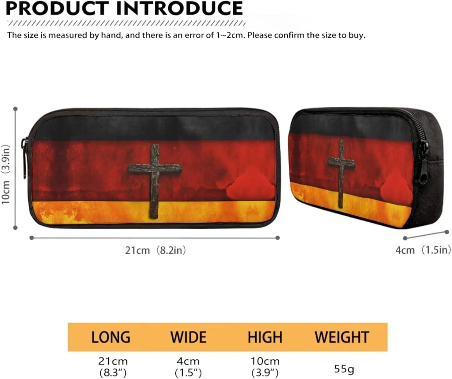 Xoenoiee German Flag Cross Print Backpack Set with 17in Backpack Lunch Bag & Pencil Case, Schoolbag Sets for Boy Girl Students for School Travel Picnic