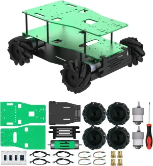 Yahboom Robot Aluminum Alloy Car Chassis with 80mm Mecanum Wheel 6DOF Robotic Arm for Raspberry Pi Arduino DIY Kit Smart Robot Car (Suspension Chassis with Mecanum Wheel(L))
