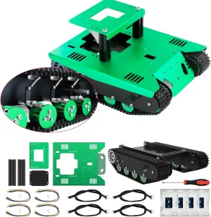 Yahboom Tracked Robotic Car Chassis RC Starter Kits Sciences Eduactional Model for UNO Raspberry Pi Smart Robot Tank Shock Absorption Car Chassis 3-DOF Robot Arm
