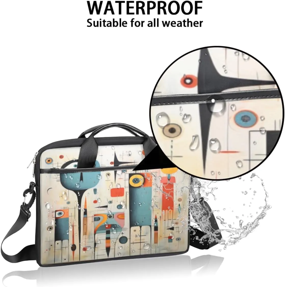 Yellow White Sea Laptop Bag for Men Women 13-15 Inch Case Bags Sleeve Shoulder with Anti Slip Removable The Pad Straps