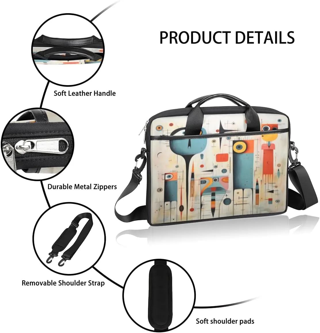 Yellow White Sea Laptop Bag for Men Women 13-15 Inch Case Bags Sleeve Shoulder with Anti Slip Removable The Pad Straps