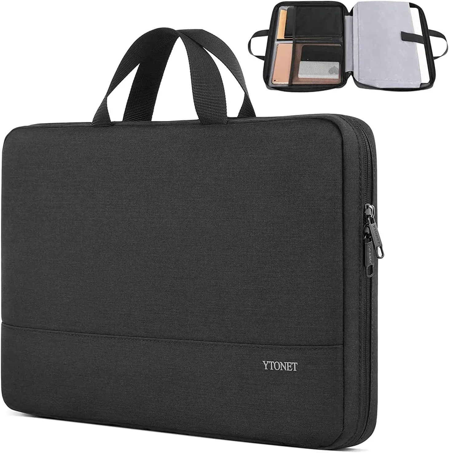 Ytonet Laptop Case 15.6 Inch, Water Resistant Laptop Bag Sleeve for Men Women Slim Coputer Cover TSA Computer Case Carrying Bag with Handle, Compatible with Lenovo HP Dell Apple Notebooks Black