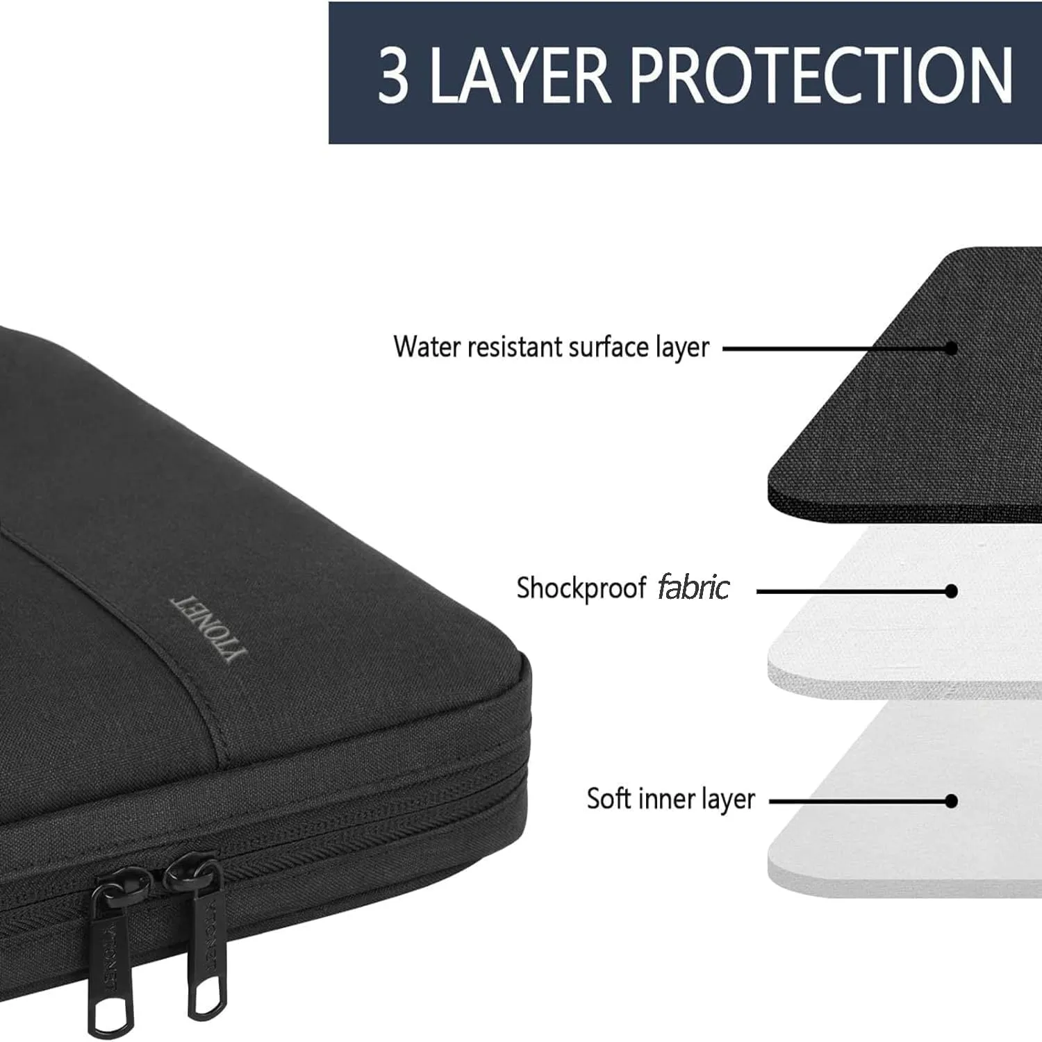 Ytonet Laptop Case 15.6 Inch, Water Resistant Laptop Bag Sleeve for Men Women Slim Coputer Cover TSA Computer Case Carrying Bag with Handle, Compatible with Lenovo HP Dell Apple Notebooks Black