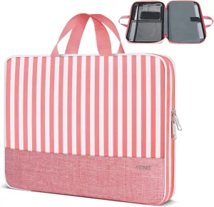 Ytonet Laptop Sleeve Case 15.6 inch Protective Laptop Cover with Handle TSA Water Resistant Computer Carrying Case Compatible with HP, Dell, Lenovo, Asus Notebook, Gift for Women, Pink Stripes